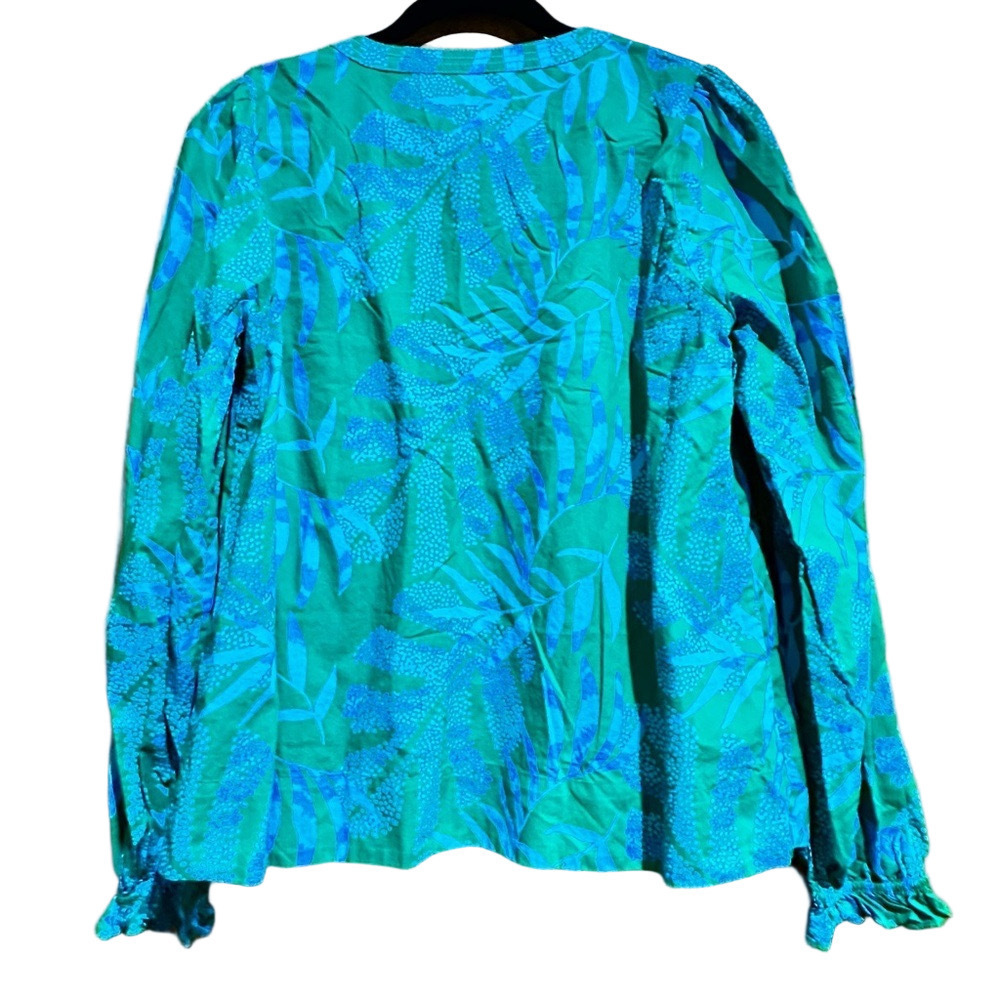 Lilly Pulitzer Coulter Top It’s a Jungle Green Blue Print Size L - EUC - Picture 2 of 4